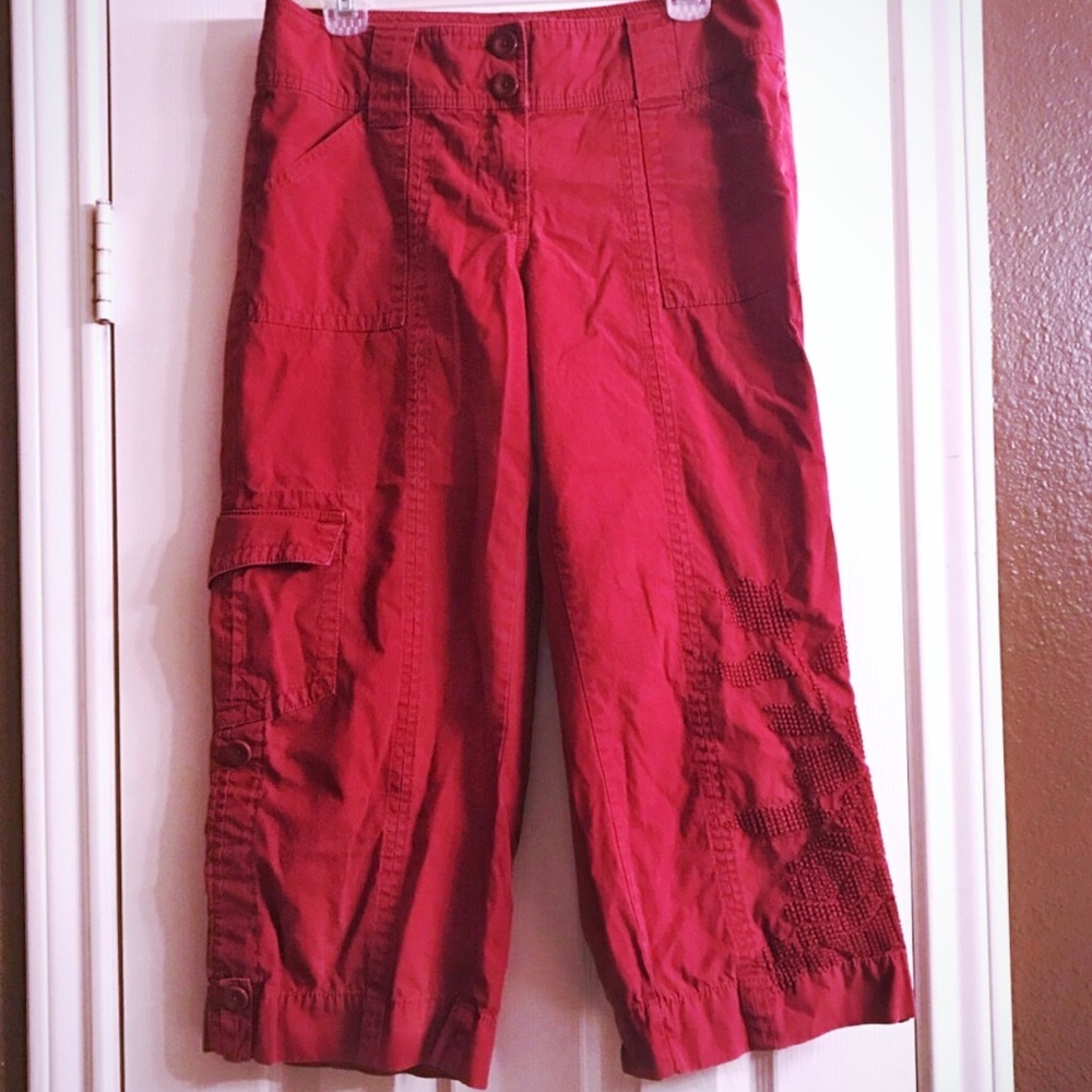 CAbi Cute Red Button Capris